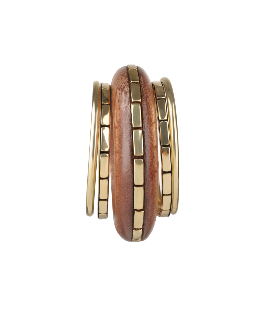 Geometric Inlaid Wooden Kada Stacked Bangles | Stylika