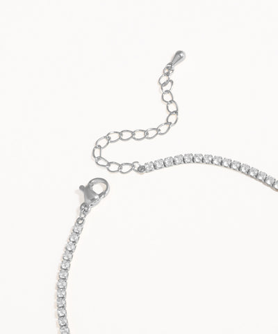 Tennis Chain Halo Drop Necklace with Earrings | Stylika