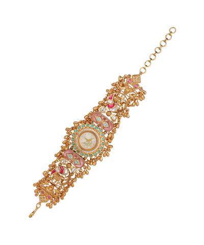 Morni Regal Heritage Bracelet Watch (Mint+Pink) | Stylika