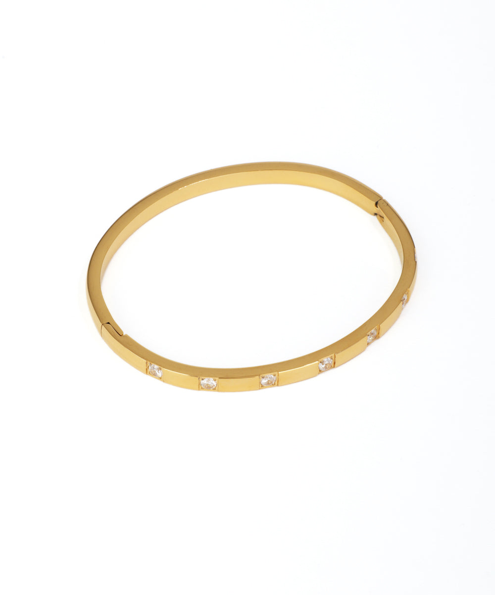 Modern Geometric Stone-Accent Bangle Bracelet | Stylika