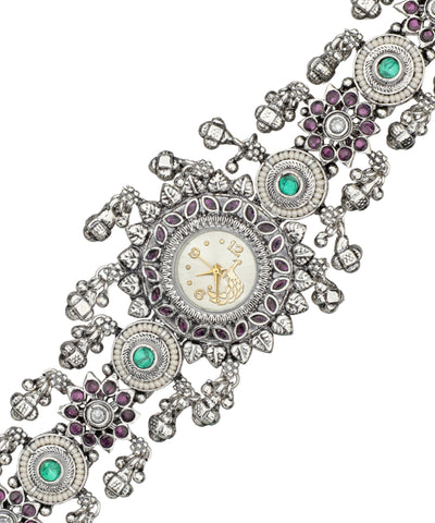 Ornate heritage bracelet watch with a flexible silhouette