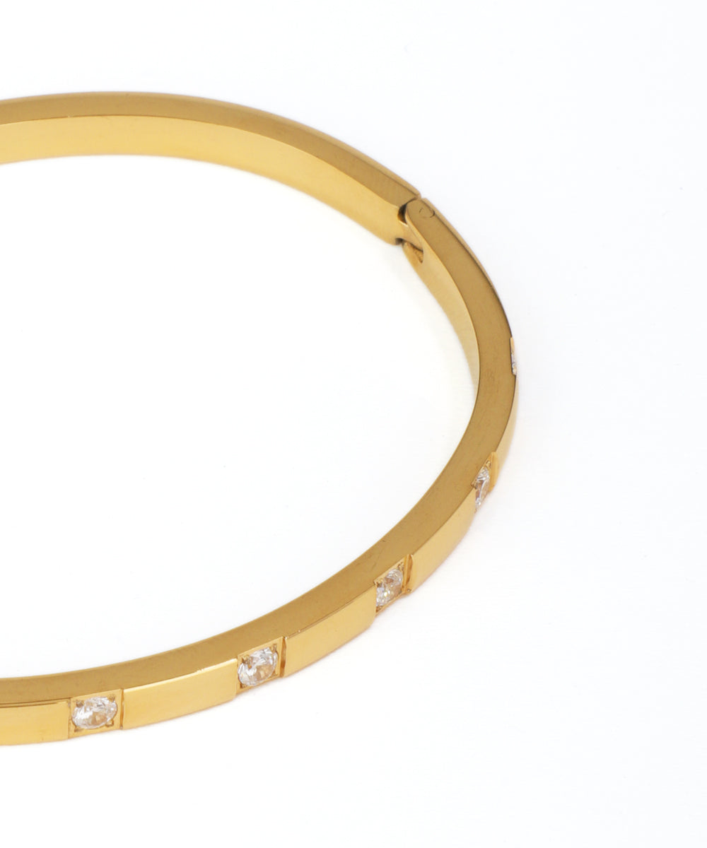 Modern Geometric Stone-Accent Bangle Bracelet | Stylika