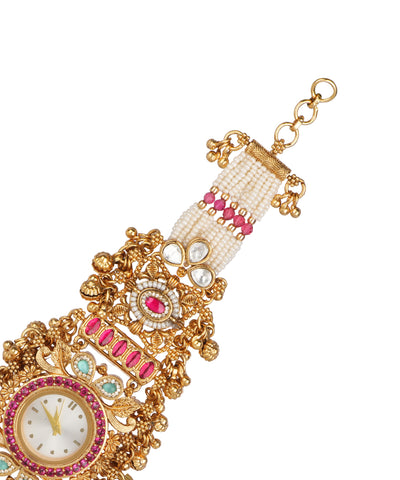 Madhumalati Heritage Bracelet Watch (Ruby+Mint) | Stylika