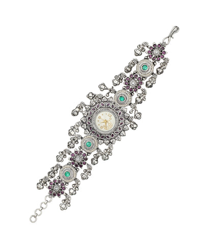 Heritage bracelet watch with traditional floral motifs