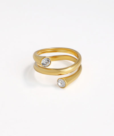 Geometric Open Ring with Dual Stone Embellishments | Stylika