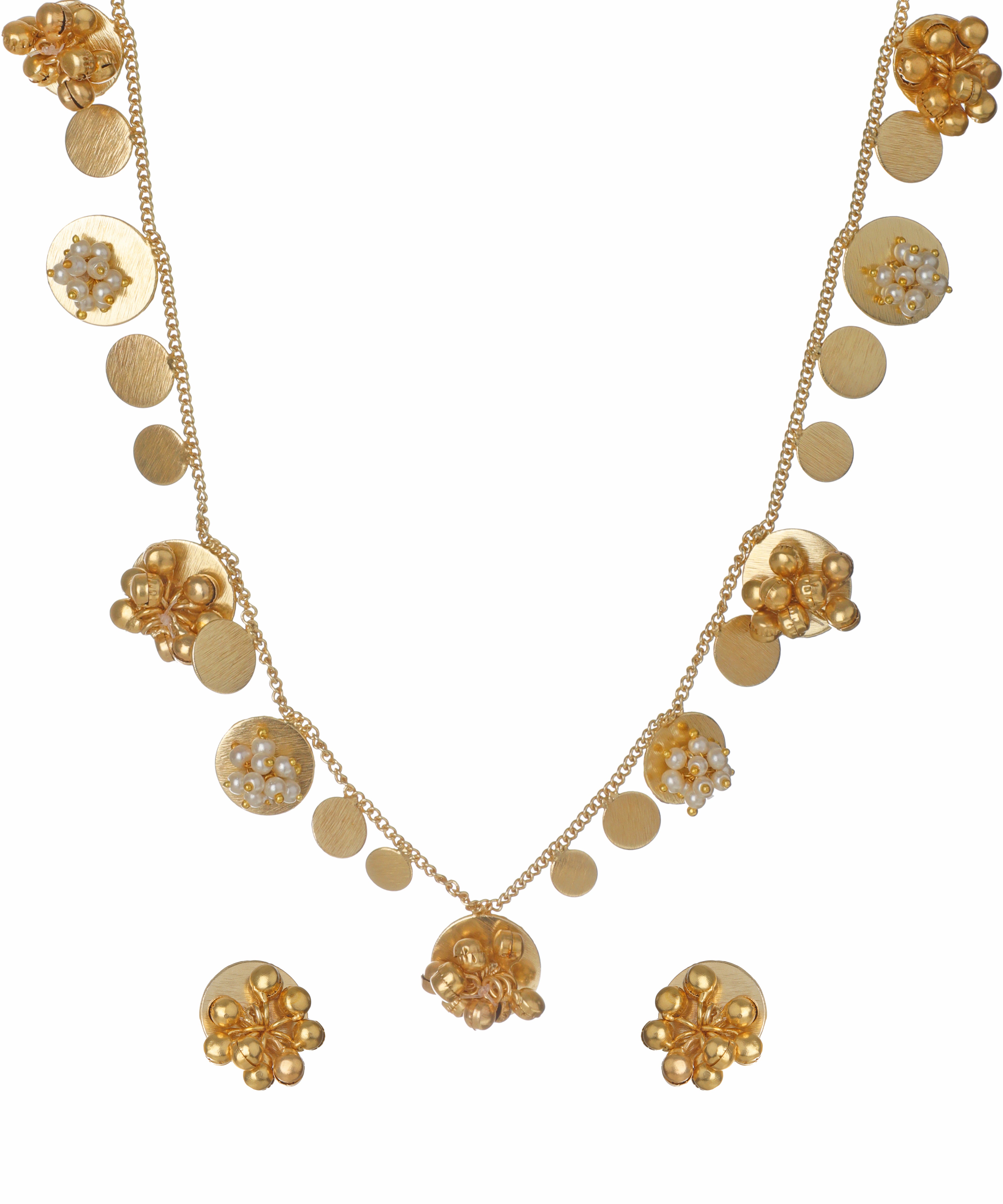 Beaded Floral Disc Necklace with Earring Set | Stylika