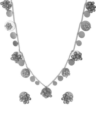 Beaded Floral Disc Necklace with Earring Set | Stylika