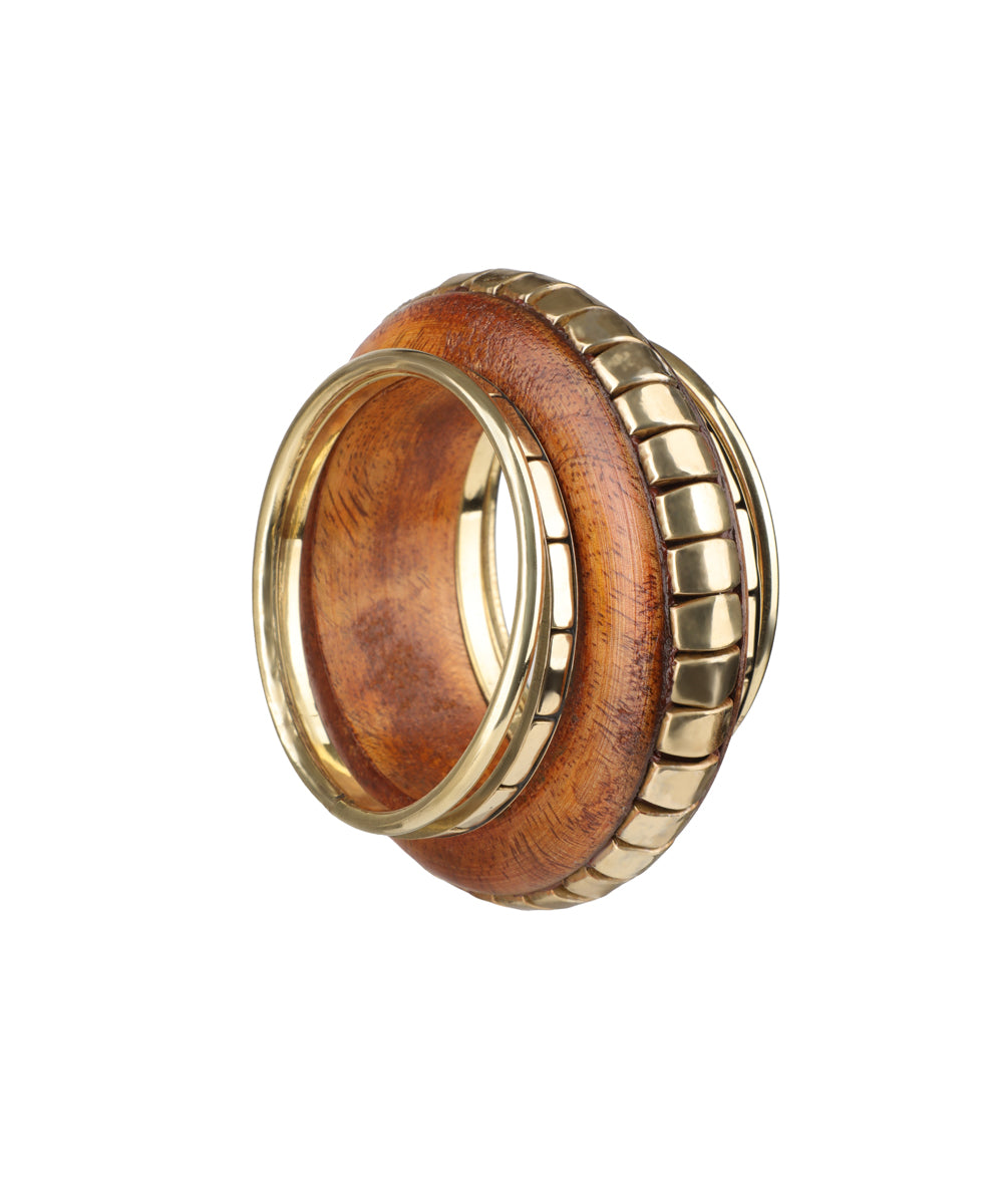 Chunky Wooden Kada with Stacked Design Bangles | Stylika