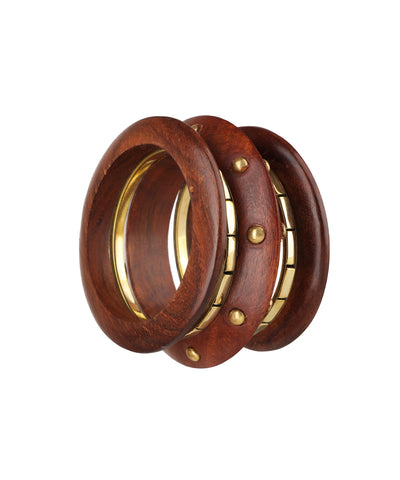 Distinct Stacked Wooden Kada and Bangle Set | Stylika