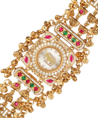 Ratnavali Regal Heritage Bracelet Watch (White)  | Stylika