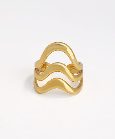 Bold Abstract Wavy Multi-Band Statement Ring | Stylika