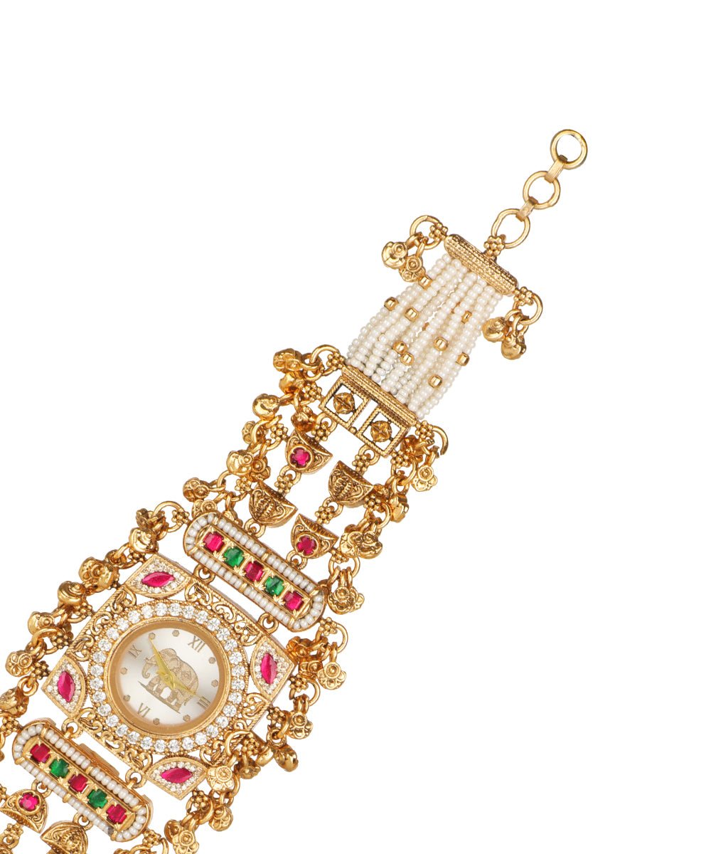 Ratnavali Regal Heritage Bracelet Watch (White)  | Stylika