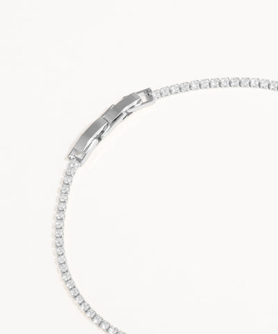Sleek Tennis Chain with Subtle Heart Pendant Necklace with Earrings | Stylika