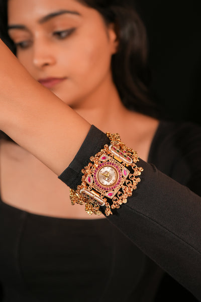 Ratnavali Regal Heritage Bracelet Watch (White)  | Stylika