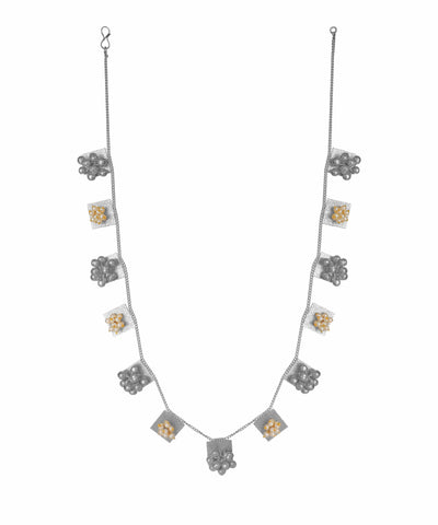 Textured Square Bead Necklace with Earring Set | Stylika