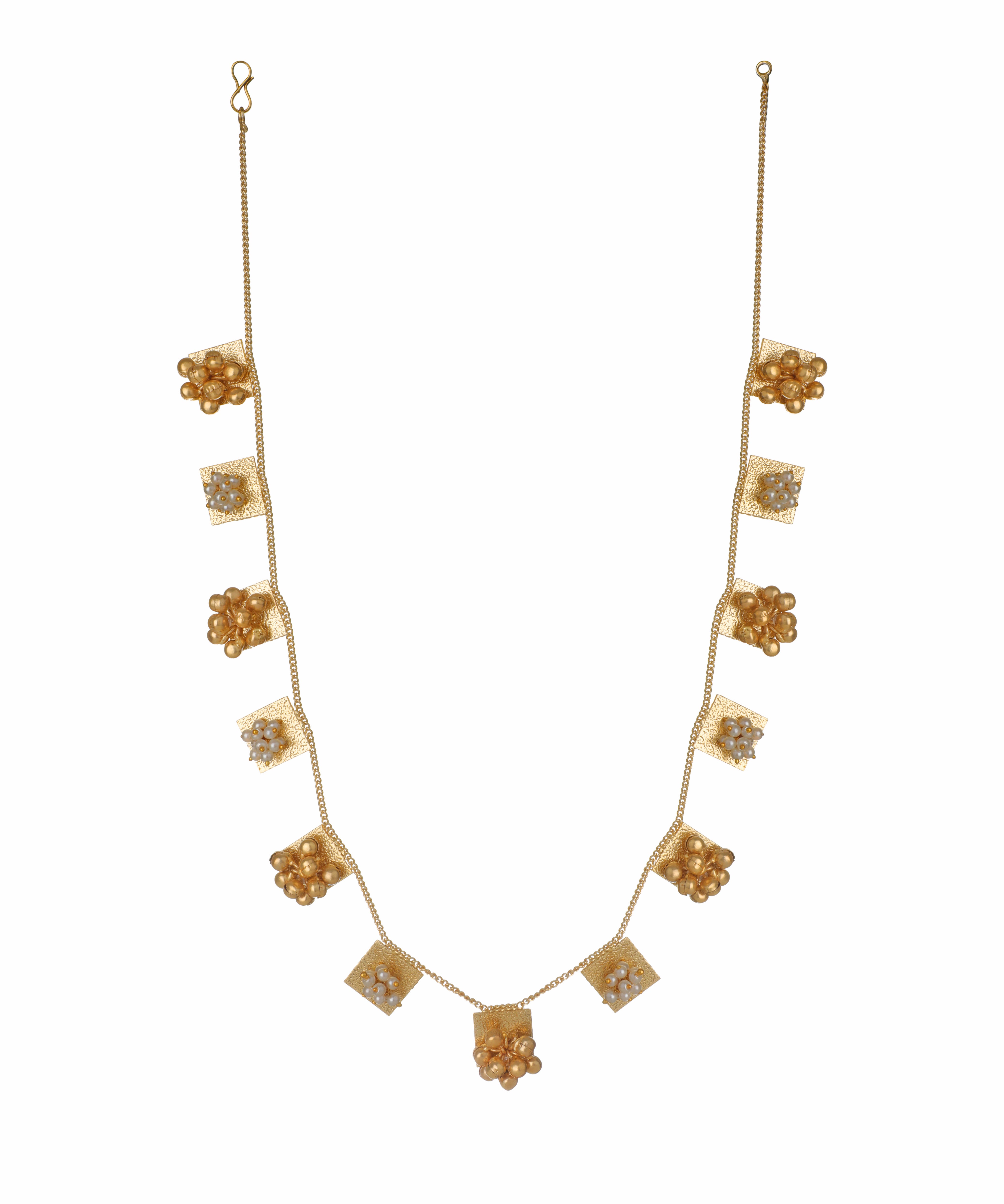 Textured Square Bead Necklace with Earring Set | Stylika