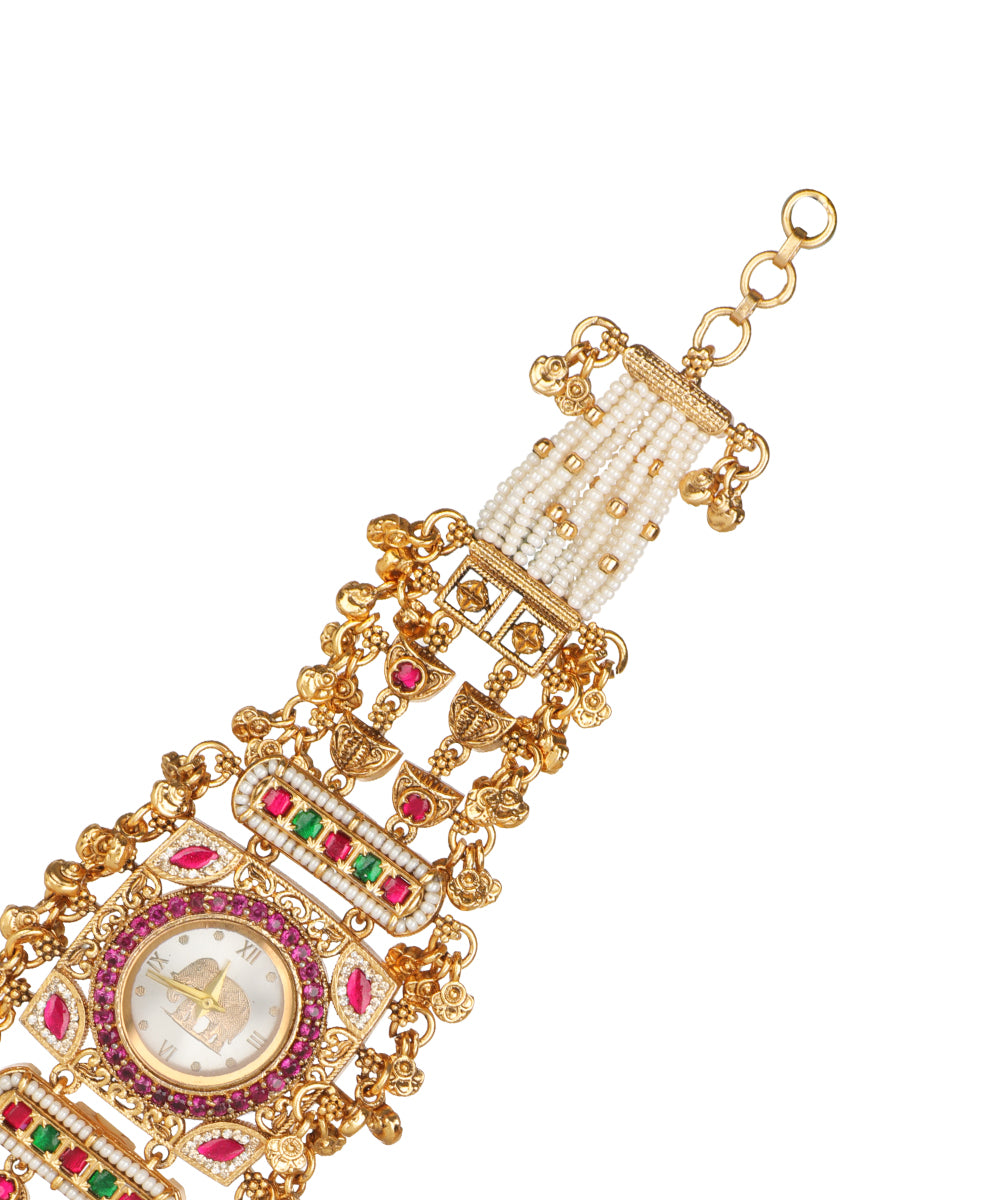 Ratnavali Regal Heritage Bracelet Watch (Ruby) | Stylika