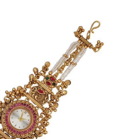 Kamalini Heritage Bracelet Watch (Ruby+Green) | Stylika