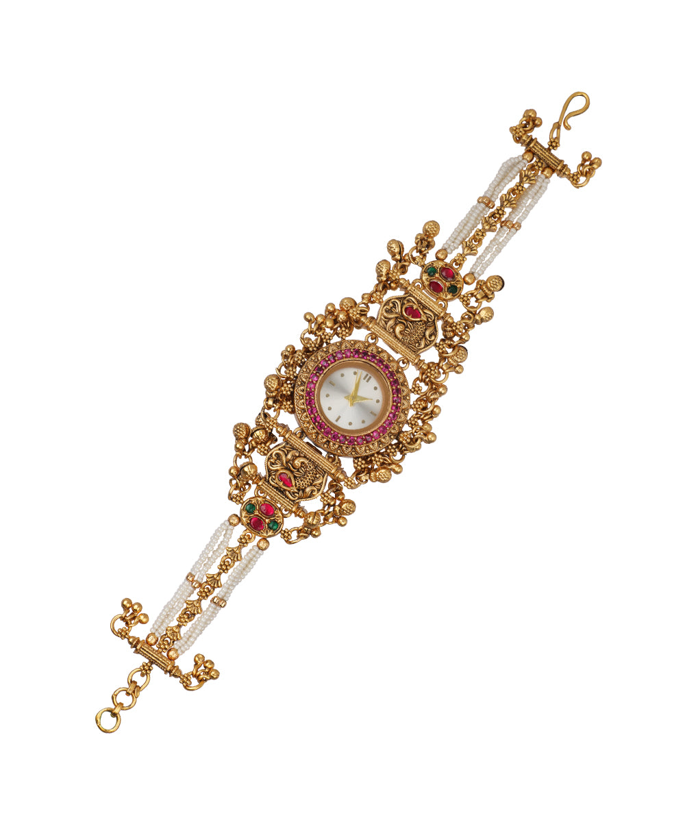 Kamalini Heritage Bracelet Watch (Ruby+Green) | Stylika