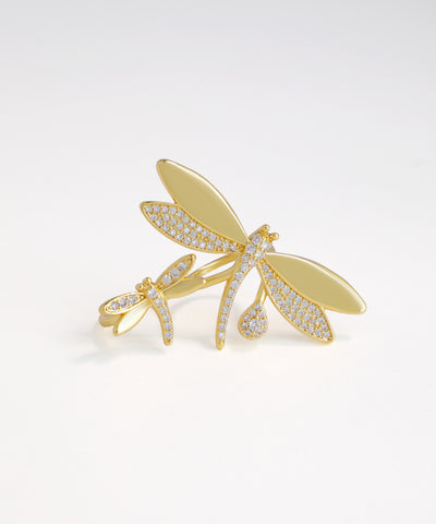 Nature-Inspired Dragonfly Double Finger Ring | Stylika