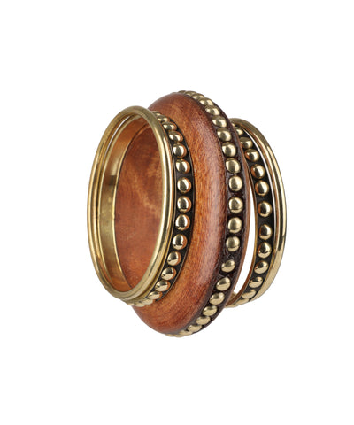 Chunky Wooden Kada and Stacked Smooth Bangles | Stylika