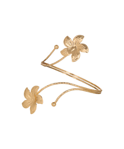 Floral Motif Open Arm Cuff | Stylika
