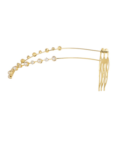 Pearl and Crystal Accented Tiara Headband | Stylika