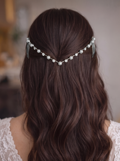 Pearl and Crystal Accented Tiara Headband | Stylika
