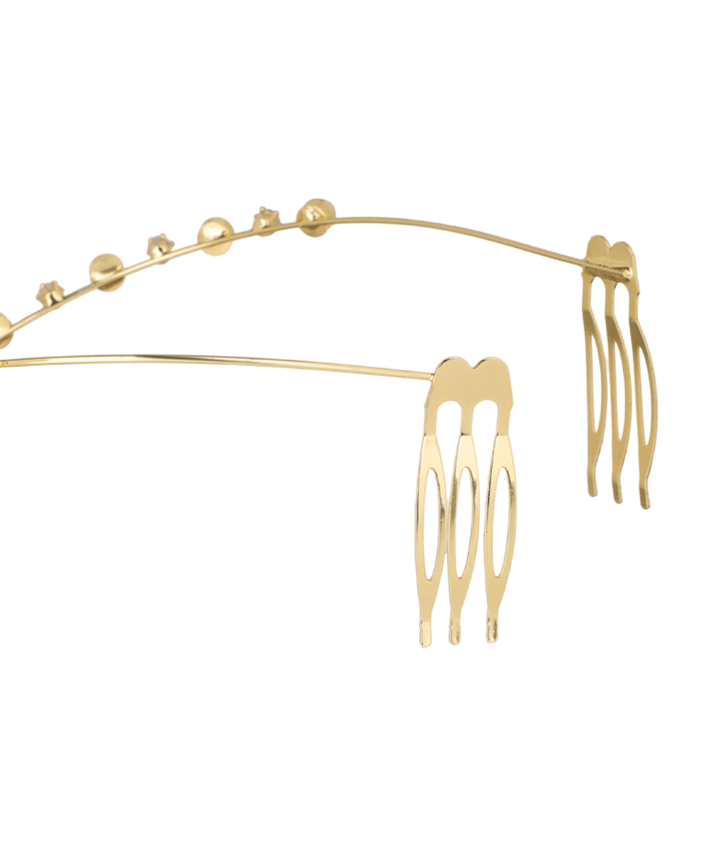 Pearl and Crystal Accented Tiara Headband | Stylika