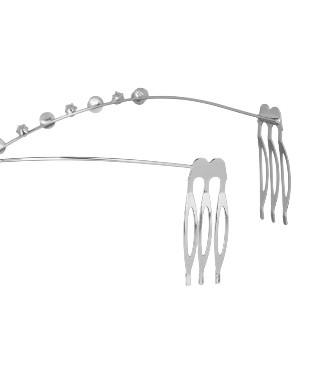 Pearl and Crystal Accented Tiara Headband | Stylika