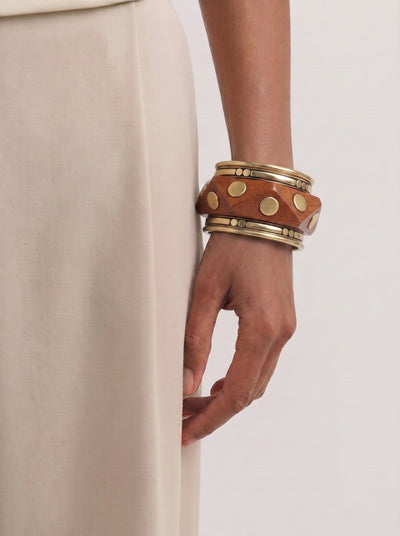Statement Geometric Wooden Kada Stacked Bangle Set | Stylika