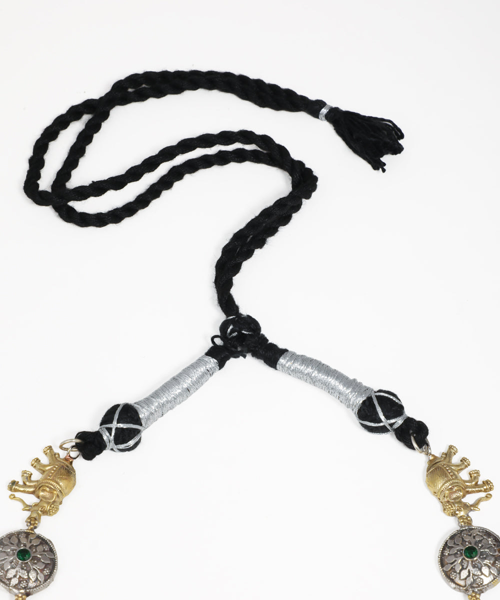 Statement oxidised necklace set with elephant charms, pearl accents and matching earrings