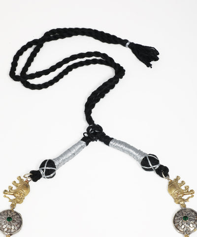 Statement oxidised necklace set with elephant charms, pearl accents and matching earrings