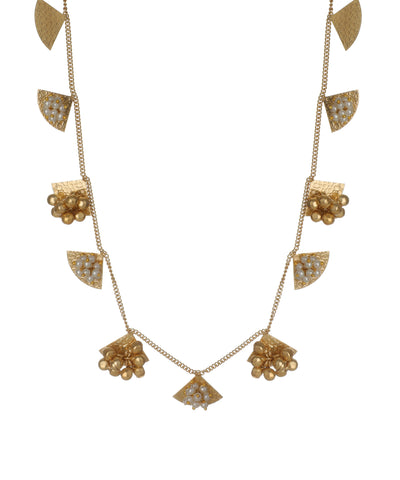 Textured Fan Ghungroo Necklace  | Stylika