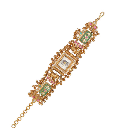 Gajratna Regal Heritage Bracelet Watch (Mint+Pink) | Stylika 