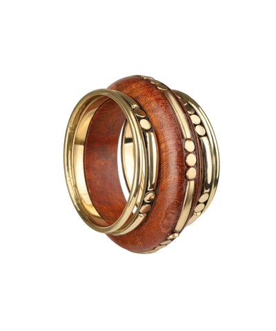 Artisan Wooden Kada with Stacked Bangles | Stylika