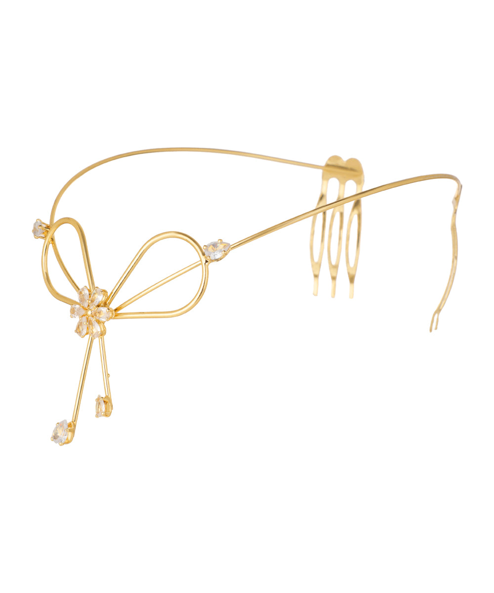 Bow and Floral Detail Tiara Headpiece | Stylika