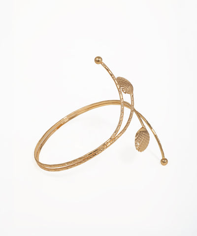 Statement Open Arm Cuff with Textured Shell Design | Stylika