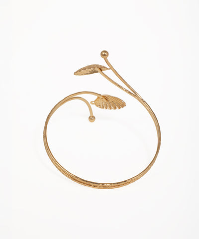 Statement Open Arm Cuff with Textured Shell Design | Stylika