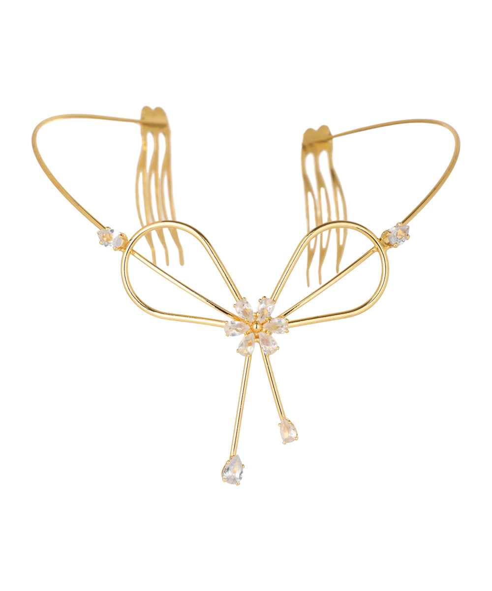Bow and Floral Detail Tiara Headpiece | Stylika