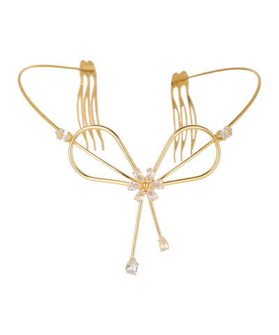 Bow and Floral Detail Tiara Headpiece | Stylika