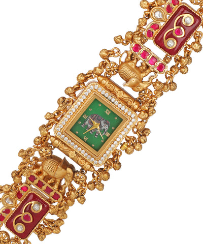 Gajratna Regal Heritage Bracelet Watch (Ruby) | Stylika 