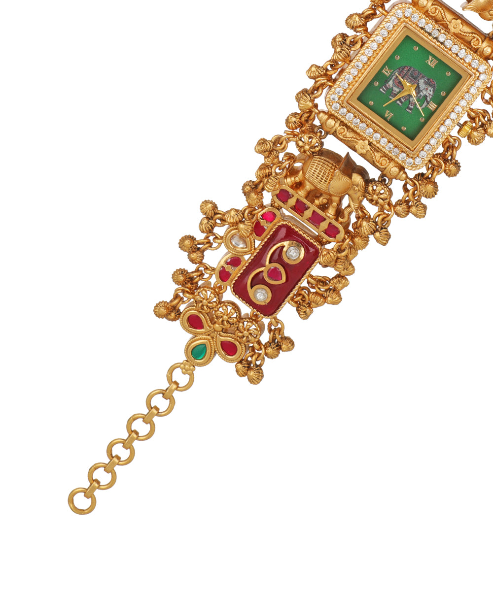 Gajratna Regal Heritage Bracelet Watch (Ruby) | Stylika 