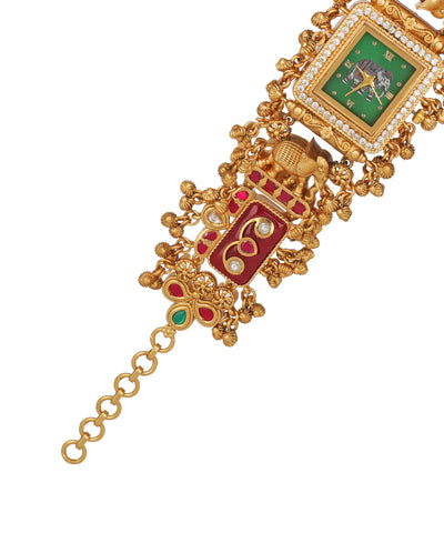 Gajratna Regal Heritage Bracelet Watch (Ruby) | Stylika 