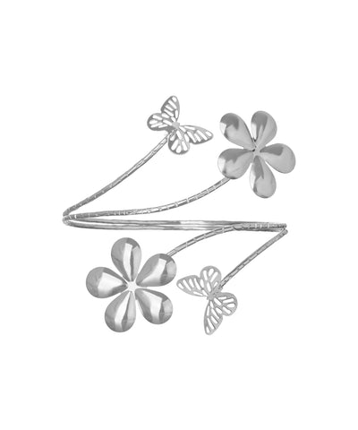 Statement Sculpted Floral & Butterfly Arm Cuff | Stylika