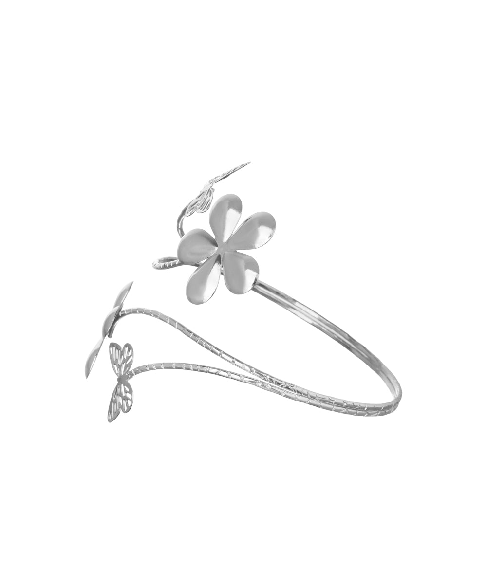 Statement Sculpted Floral & Butterfly Arm Cuff | Stylika