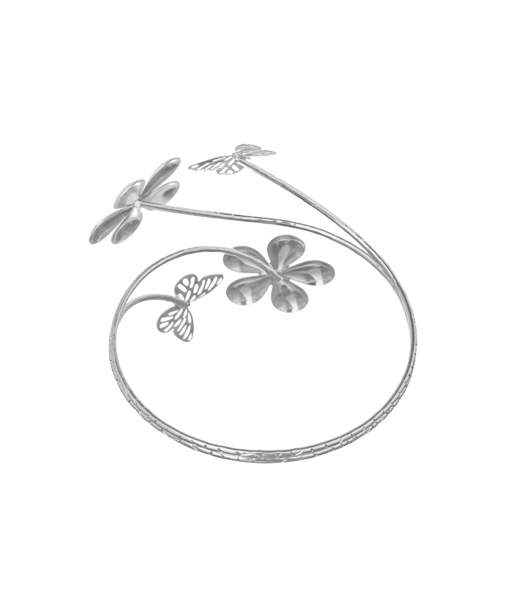 Statement Sculpted Floral & Butterfly Arm Cuff | Stylika