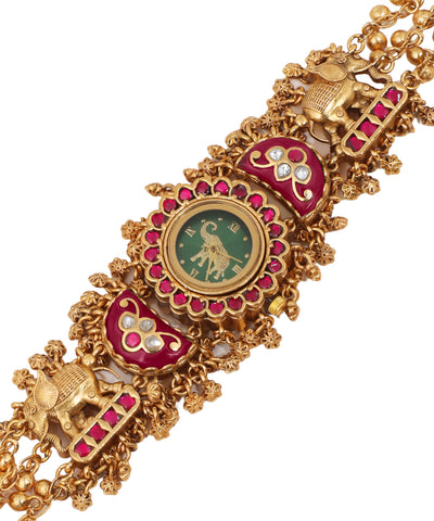 Traditional Elephant Heritage Bracelet Watch (Ruby) | Stylika