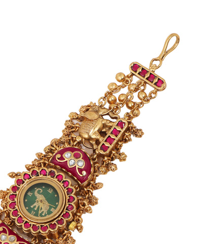 Traditional Elephant Heritage Bracelet Watch (Ruby) | Stylika