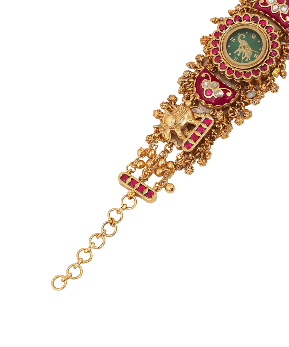 Traditional Elephant Heritage Bracelet Watch (Ruby) | Stylika